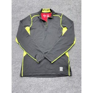 Nike Pro Combat Hyperwarm Dri-FIT Max Quarter Zip Mens Small Grey Neon Yellow